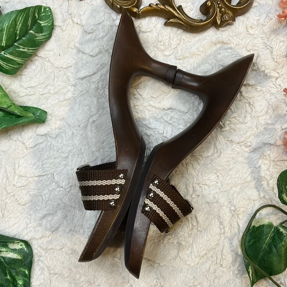 Vintage 90s Y2K LEI Brown Heel Sandals Shoes - Picture 3 of 10